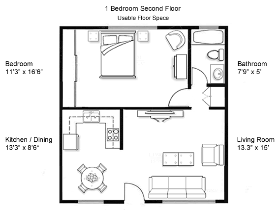 1 Bedroom Second Floor